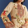 Cream Cotton Muslin Printed Asymmetrical Kurta Dhoti