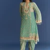 9359-light-aqua-green-crepe-printed-kurta-dhoti-with-embroidery-3.webp Light Aqua Green Crepe Printed Kurta Dhoti With Embroidery