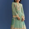 9359-light-aqua-green-crepe-printed-kurta-dhoti-with-embroidery-4.webp Light Aqua Green Crepe Printed Kurta Dhoti With Embroidery
