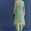 9359-light-aqua-green-crepe-printed-kurta-dhoti-with-embroidery-5.webp Light Aqua Green Crepe Printed Kurta Dhoti With Embroidery