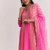 Pink Georgette Kurta Dhoti Suit With Gotta Lace And Moti Work