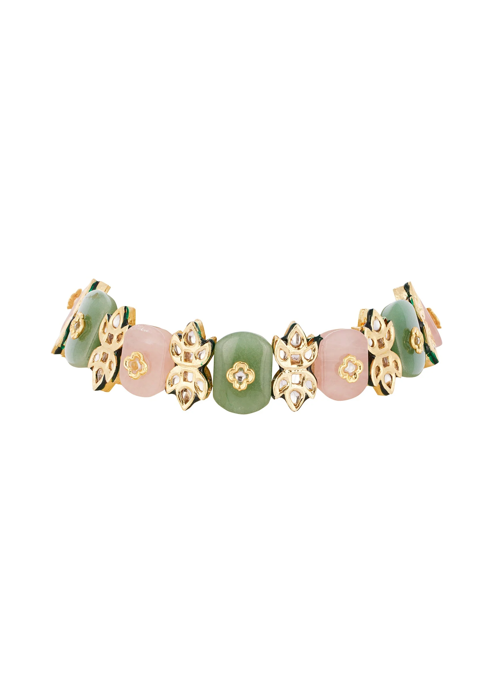 938-multi-green-and-baby-pink-necklace-set-for-women-2.webp Multi Green And Baby Pink Necklace Set For Women