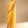 Corn Yellow Dhoti And Crop Top Suit With Hand Embroidered Leaf Motifs And A Matching Dupatta