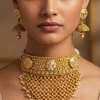 940-gold-finish-jewellery-set-with-kundan-detailing-and-drops-1.webp Gold Finish Jewellery Set With Kundan Detailing And Drops