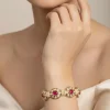 941-gold-finish-bracelet-set-in-kidman-polki-1.webp Gold Finish Bracelet Set In Kidman Polki