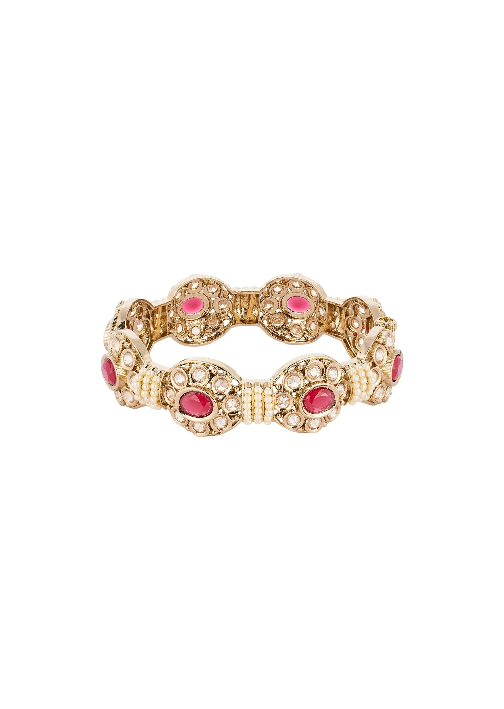 941-gold-finish-bracelet-set-in-kidman-polki-3.webp Gold Finish Bracelet Set In Kidman Polki