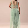 Powder Blue Dhoti And Jacket With Embroidered Blouse