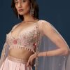 Blush Pink Dhoti Set With Embroidered Blouse And Soft Dupatta