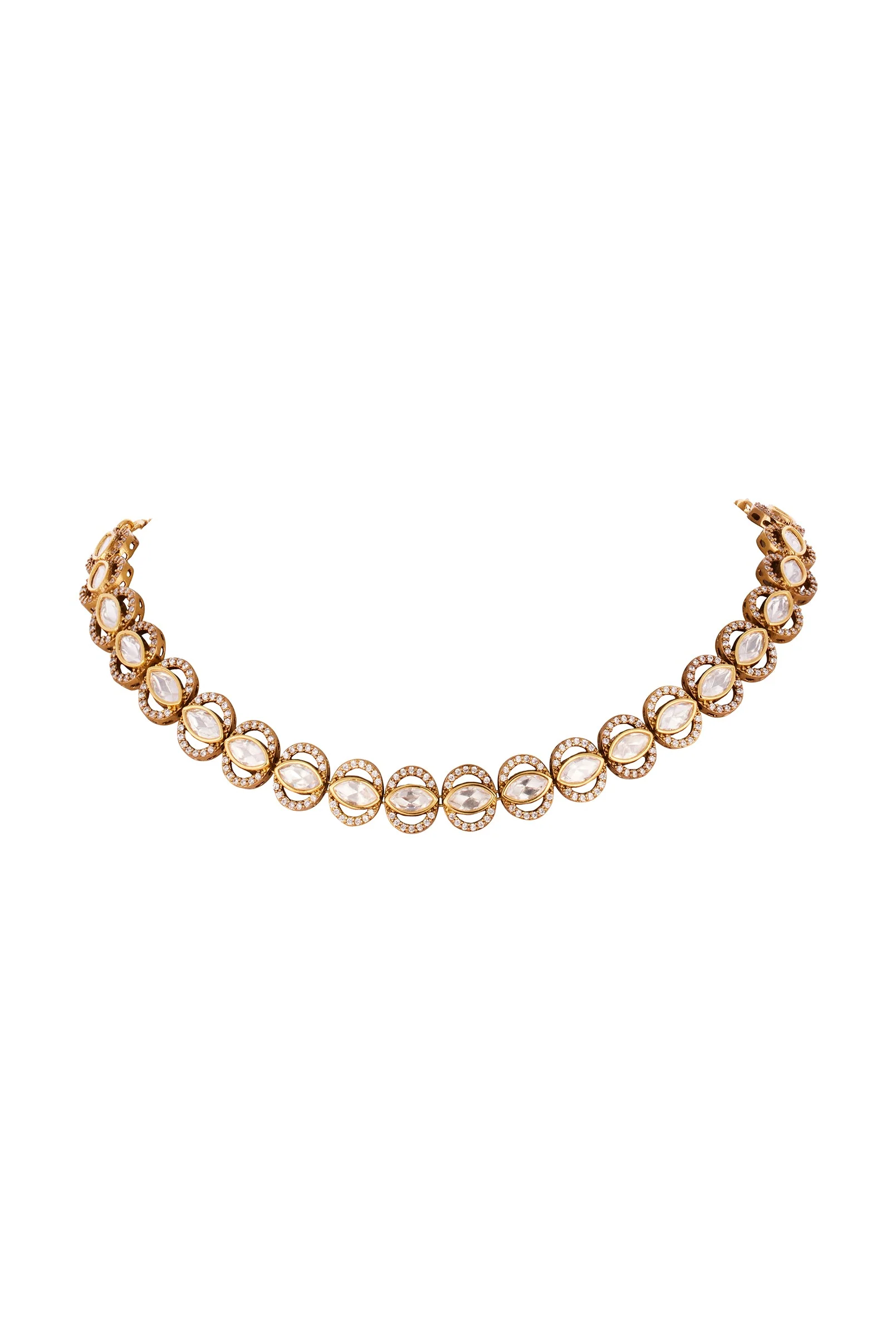 943-gold-finish-necklace-set-in-polki-detailing-3.webp Gold Finish Necklace Set in Polki Detailing