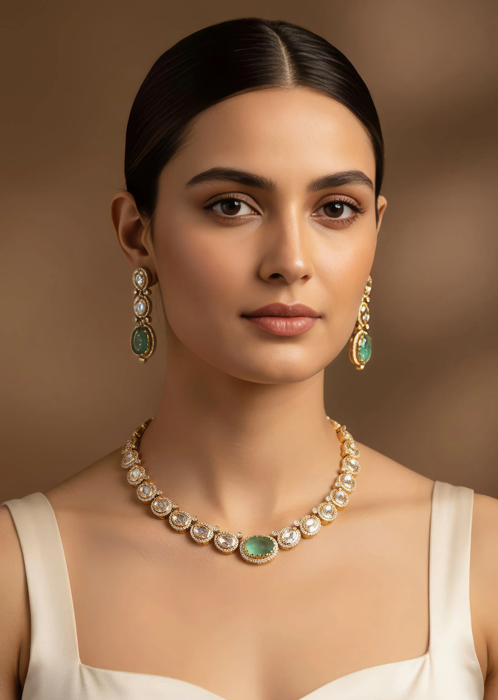 944-mint-green-and-gold-finish-jewellery-set-in-kundan-polki-1.webp Mint Green and Gold Finish Jewellery Set In Kundan Polki