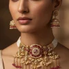 945-gold-finish-jewellery-set-in-polki-1.webp Gold Finish Jewellery Set In Polki