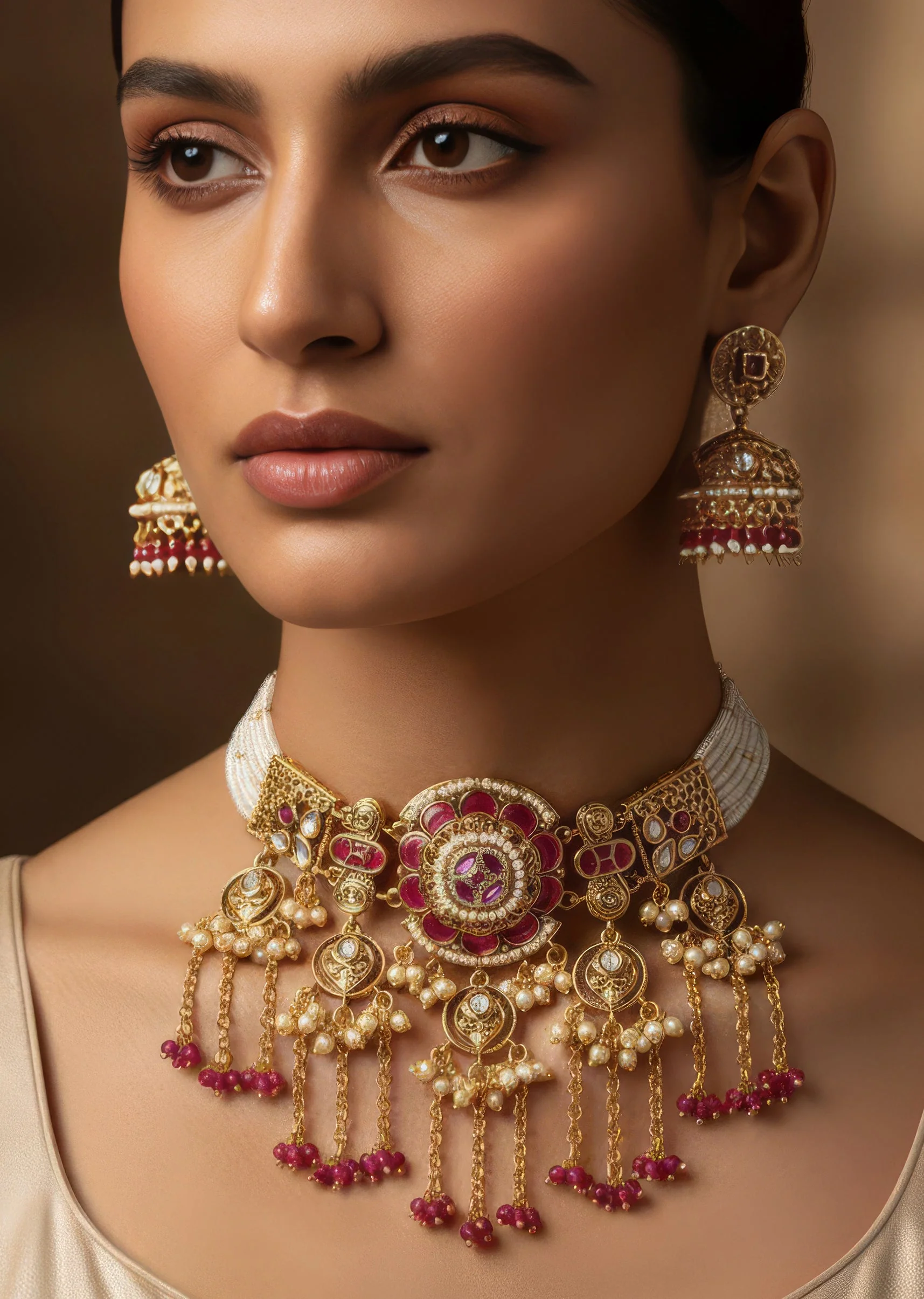 945-gold-finish-jewellery-set-in-polki-1.webp Gold Finish Jewellery Set In Polki