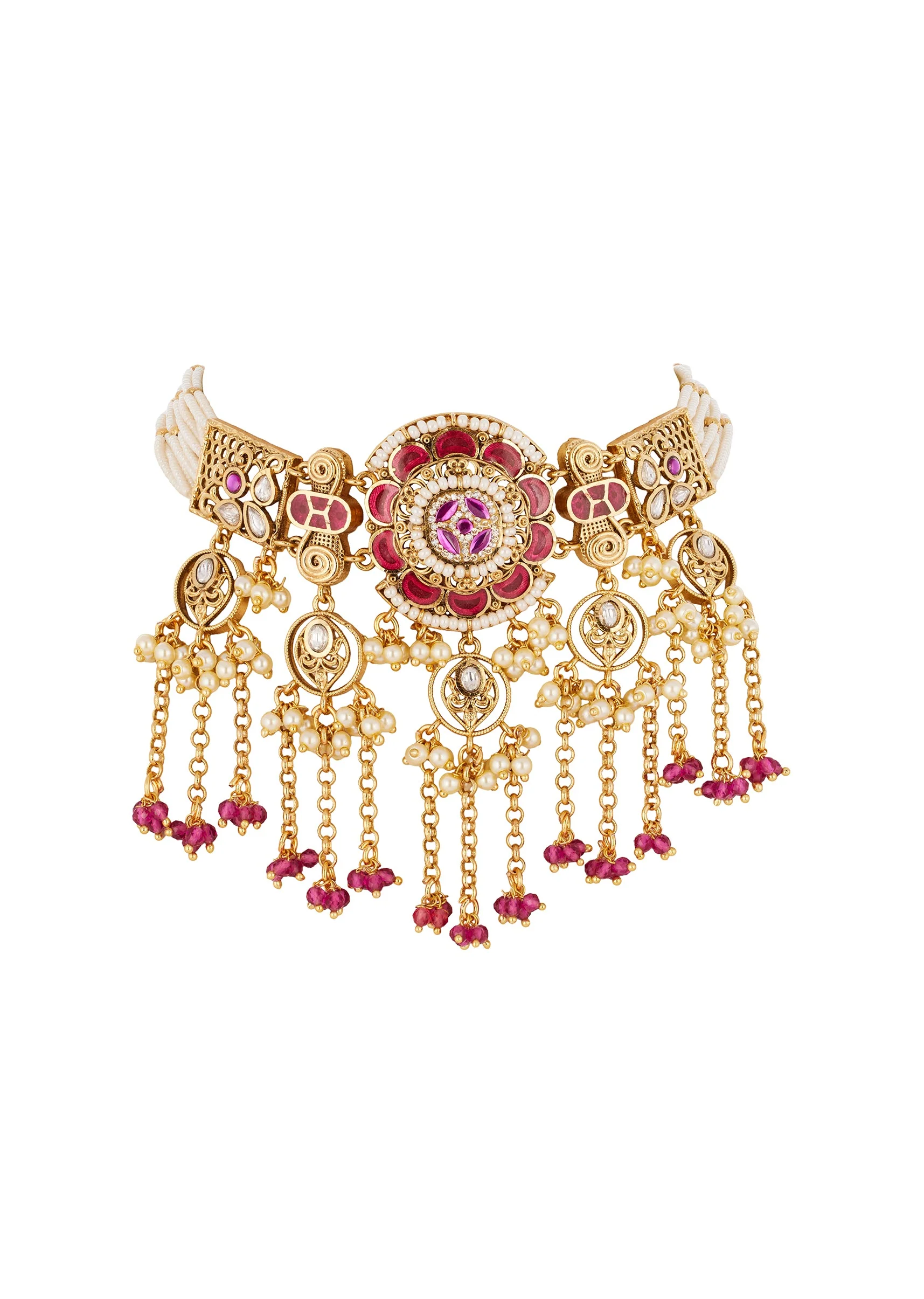 945-gold-finish-jewellery-set-in-polki-3.webp Gold Finish Jewellery Set In Polki