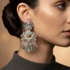 946-multi-colored-silver-finish-earrings-for-festive-wear-1.webp Multi Colored Silver Finish Earrings for Festive Wear