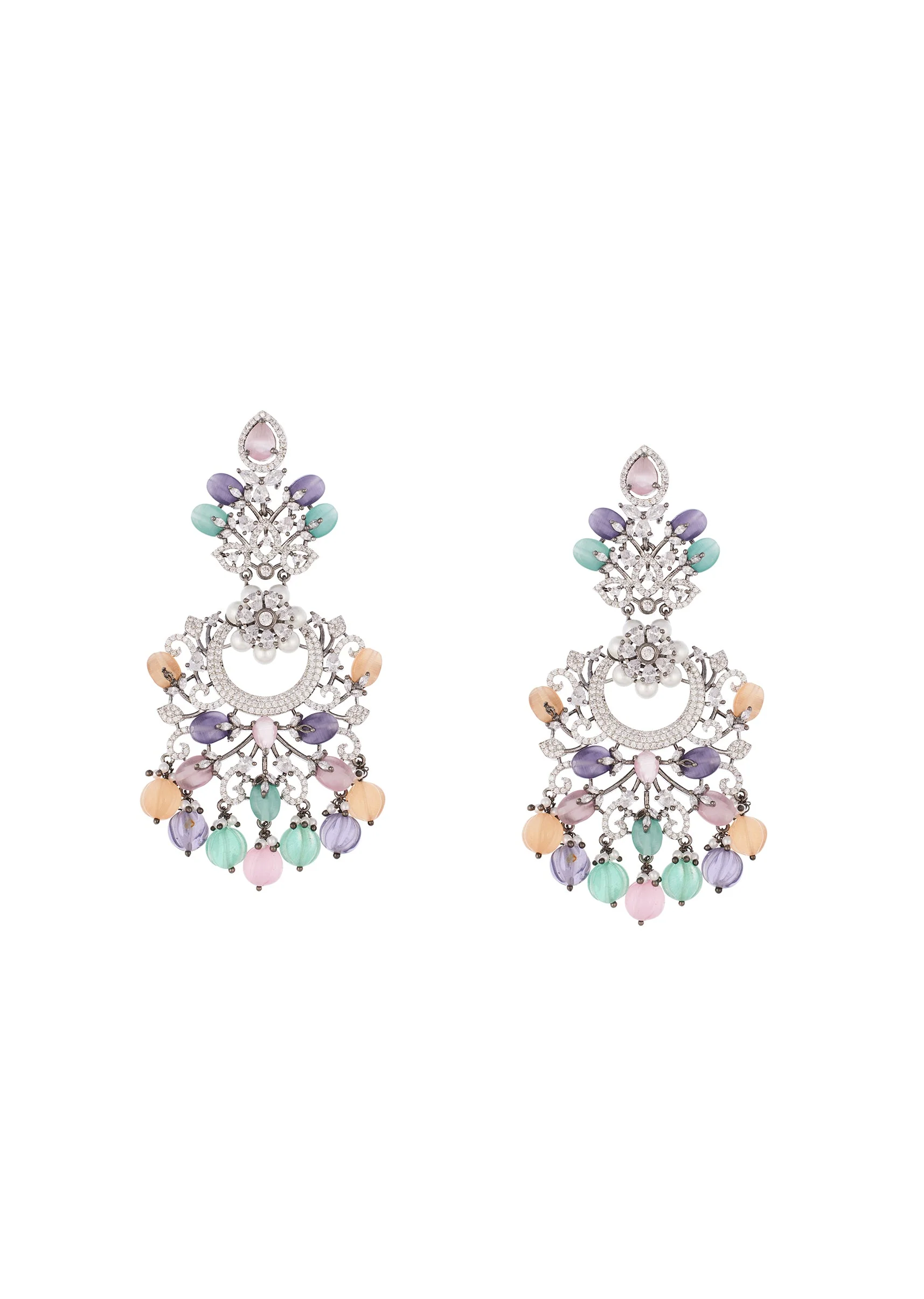 946-multi-colored-silver-finish-earrings-for-festive-wear-2.webp Multi Colored Silver Finish Earrings for Festive Wear