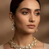 948-gold-necklace-set-with-polki-detailings-1.webp Gold Necklace Set with Polki Detailings