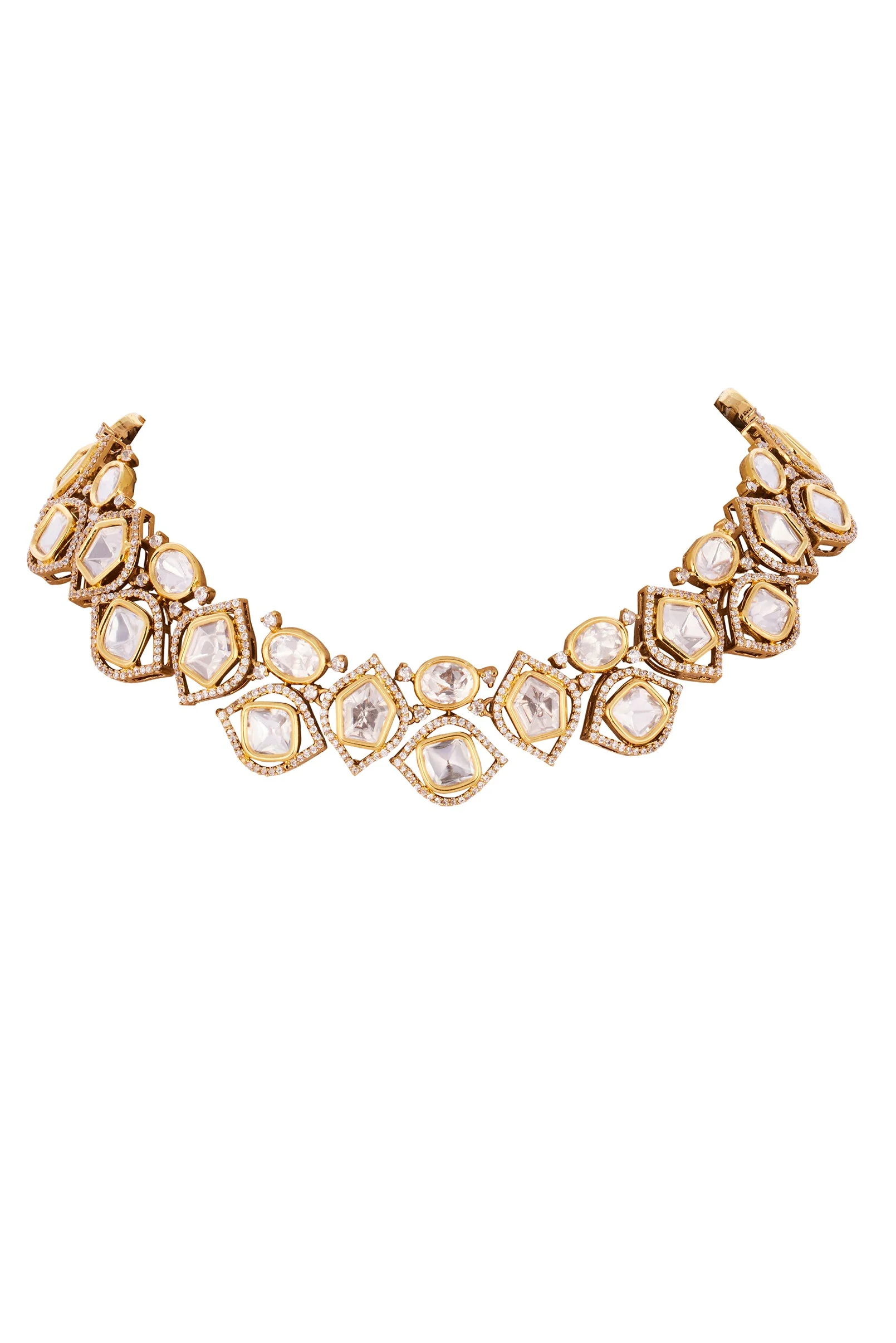 948-gold-necklace-set-with-polki-detailings-3.webp Gold Necklace Set with Polki Detailings