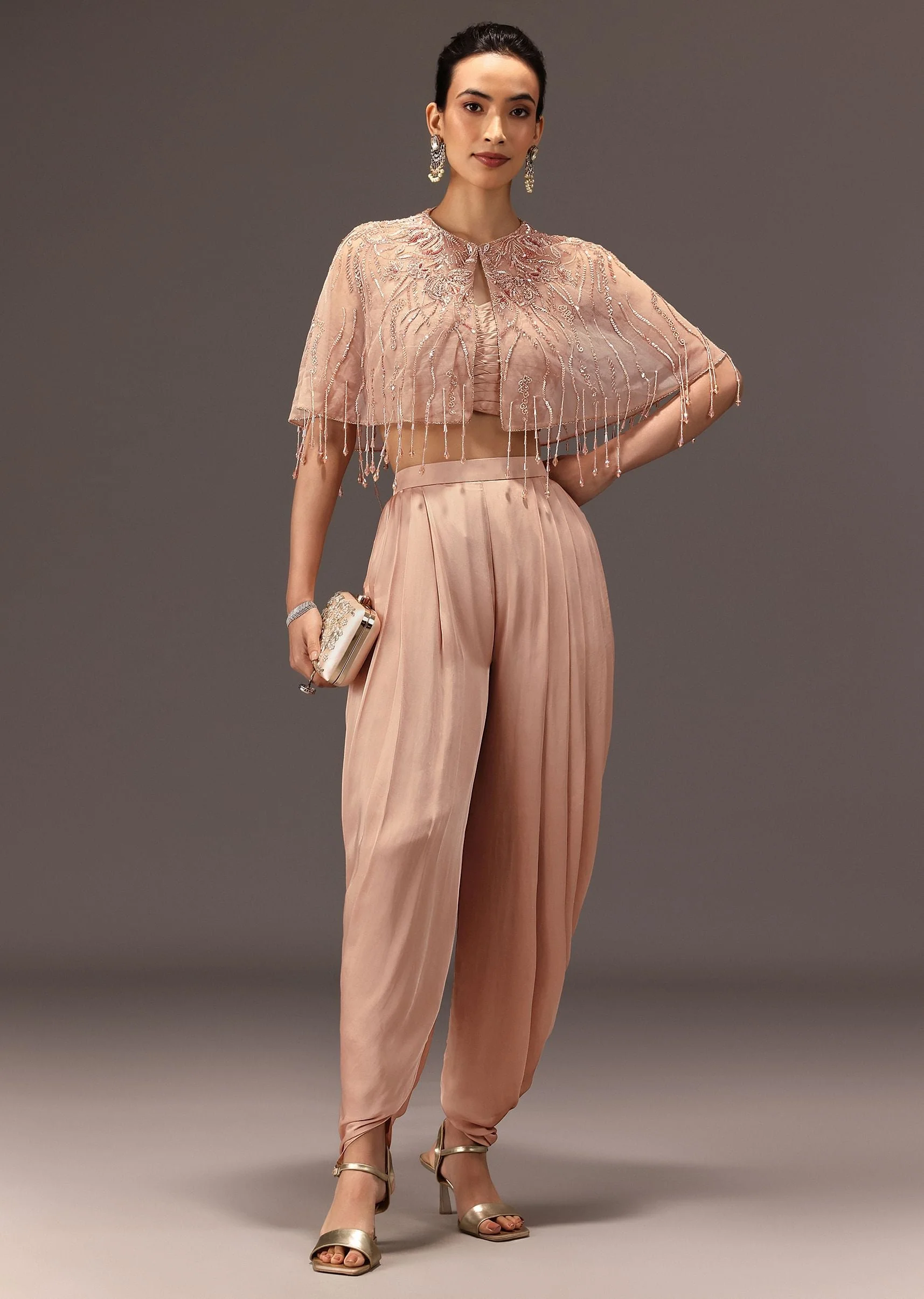 9493-us-0-us-0-variation-1.webp Nude Pleated Blouse With Tassel Cape And Dhoti Pants