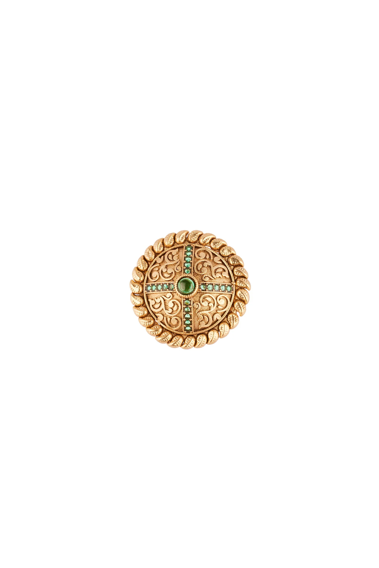 950-gold-finish-ring-set-with-central-green-stone-accent-2.webp Gold Finish Ring Set With Central Green Stone Accent