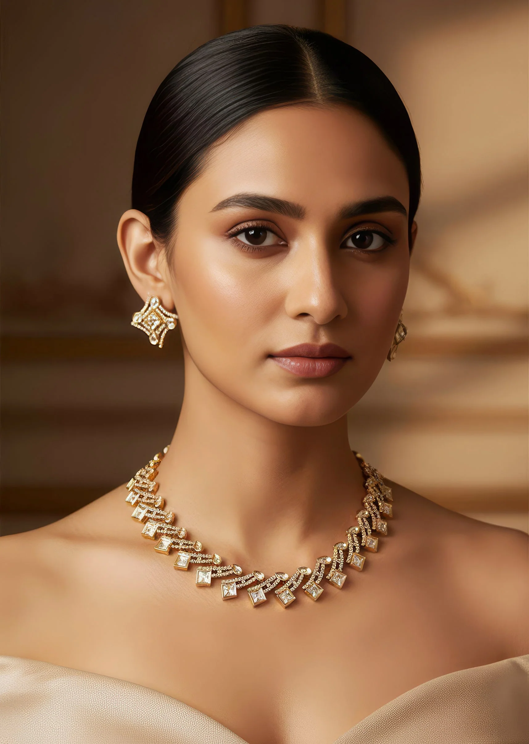 951-gold-and-white-polki-necklace-set-in-traditional-kundan-jadau-1.webp Gold and White Polki Necklace Set in Traditional Kundan Jadau