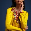 Yellow Satin Kurta And Dhoti Set