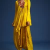 Yellow Satin Kurta And Dhoti Set