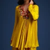Yellow Satin Kurta And Dhoti Set