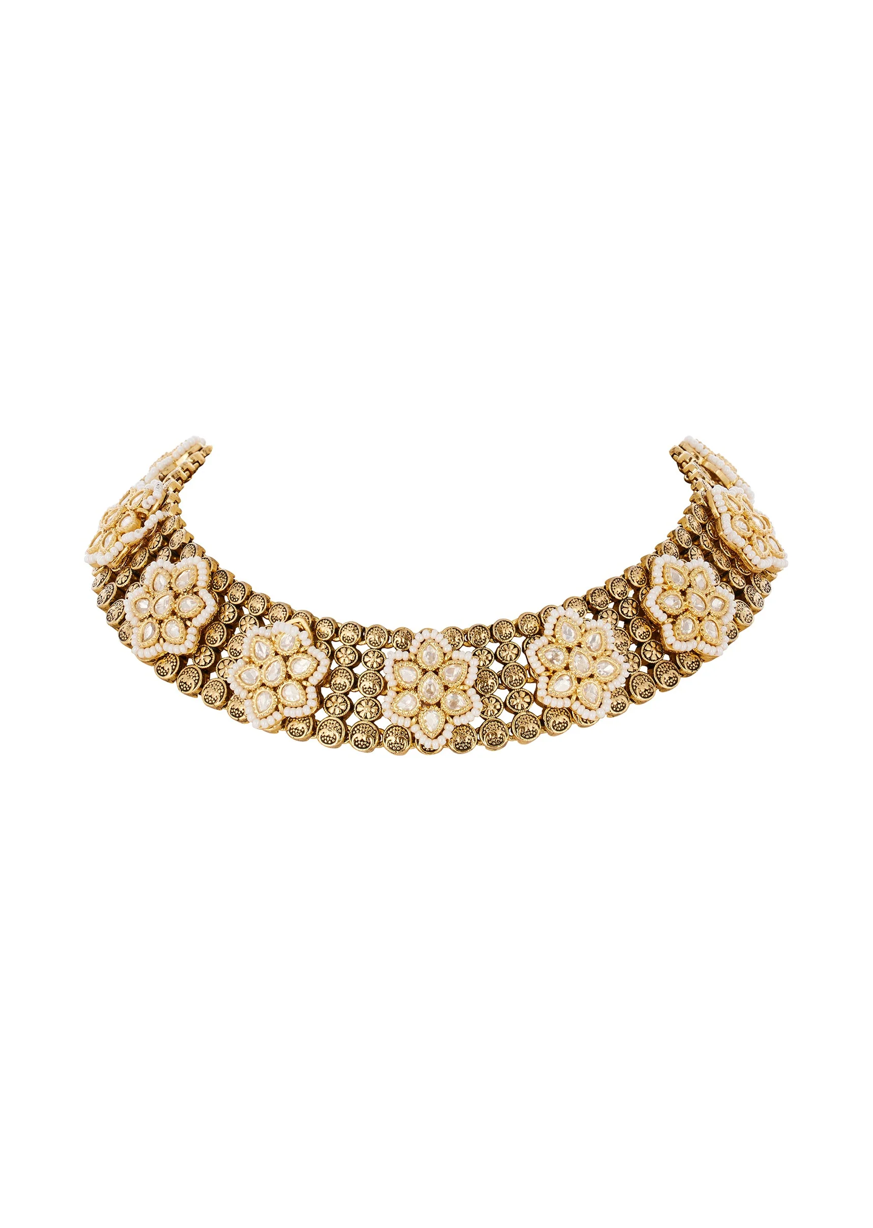 Jewellery Set In Gold Finish Polki
