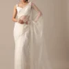 White Organza Saree With Unstitched Blouse Piece