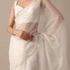 White Organza Saree With Unstitched Blouse Piece