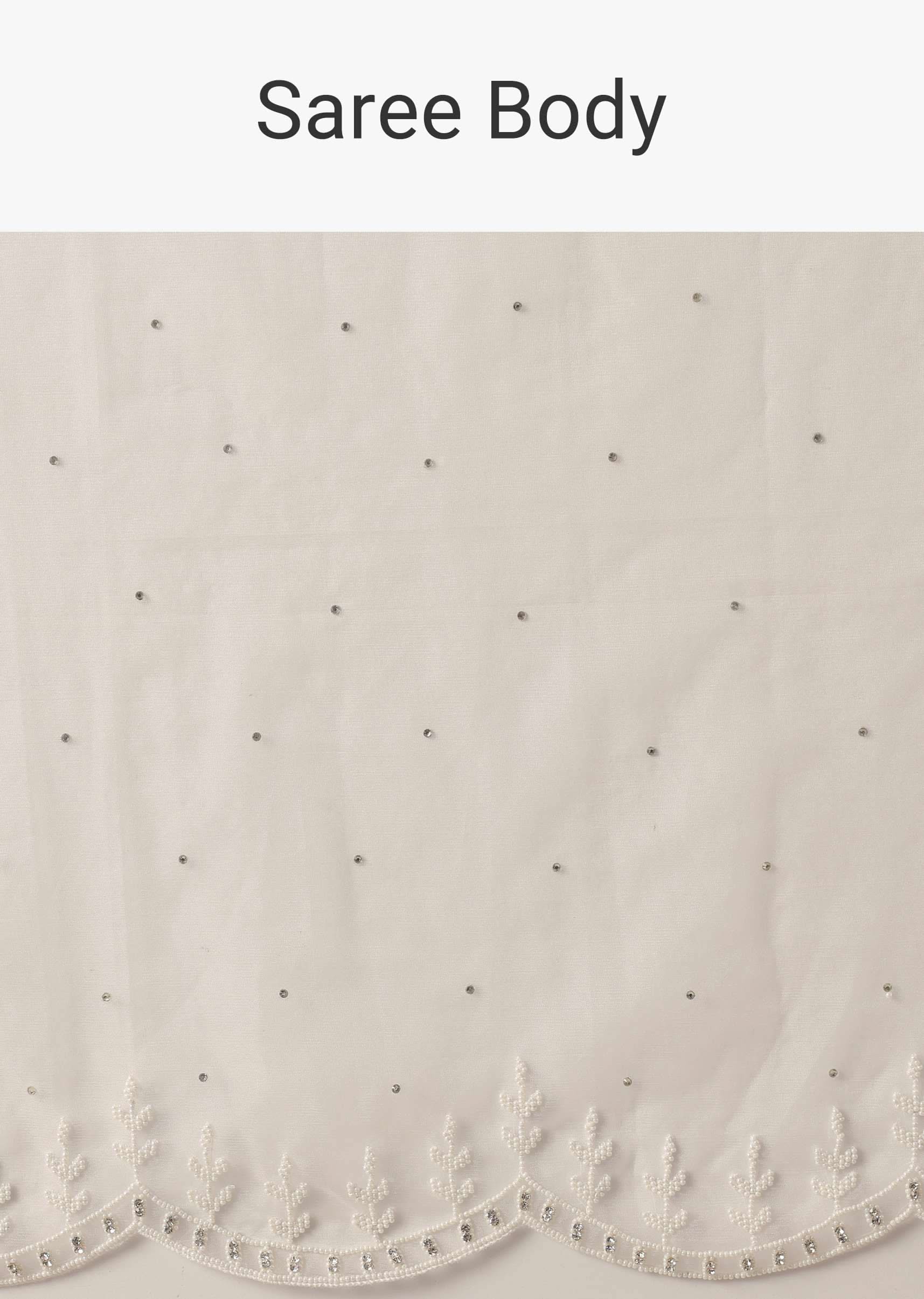 White Organza Saree With Unstitched Blouse Piece