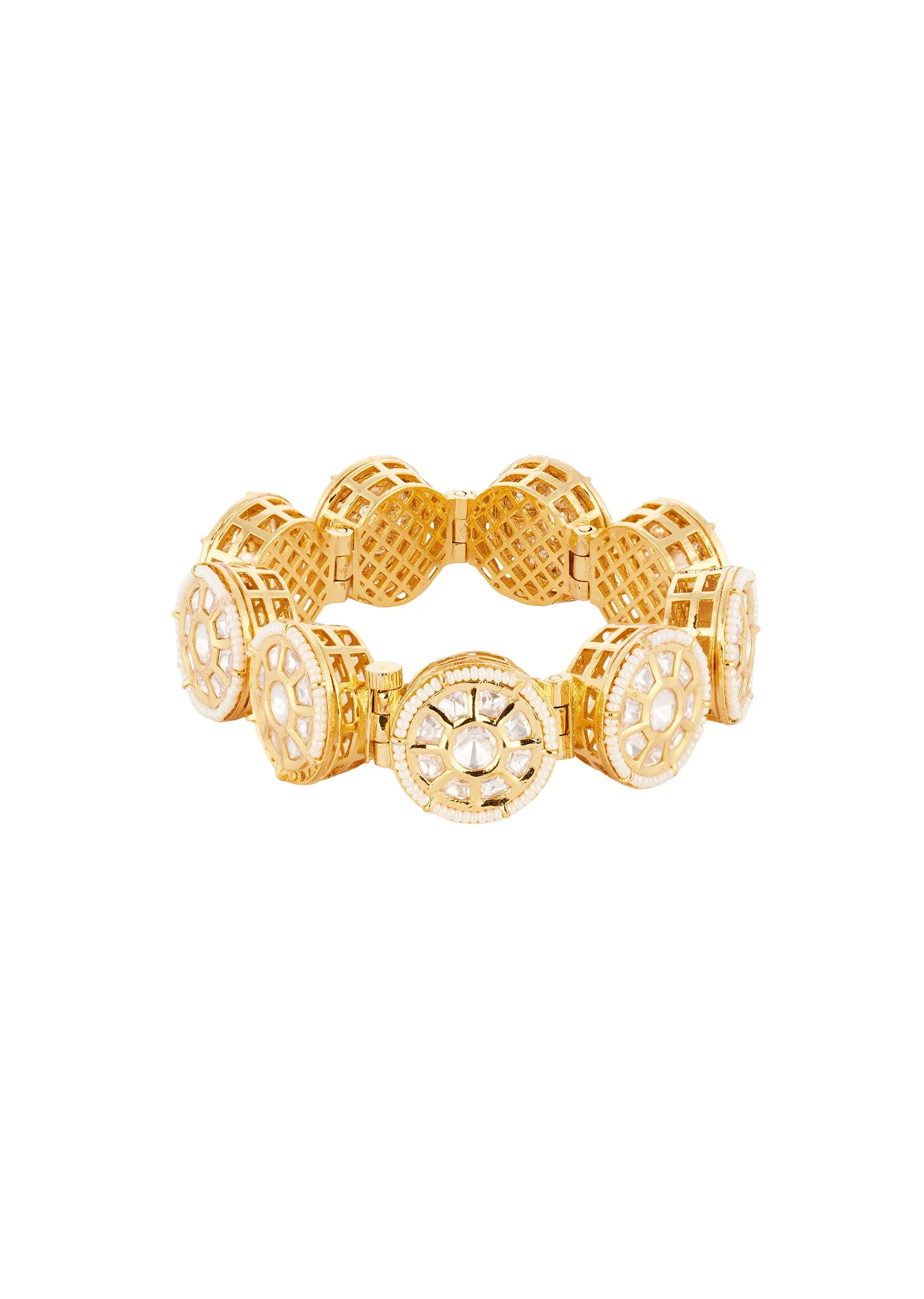 956-gold-finish-bracelet-in-kundan-polki-2.webp Gold Finish Bracelet In Kundan Polki