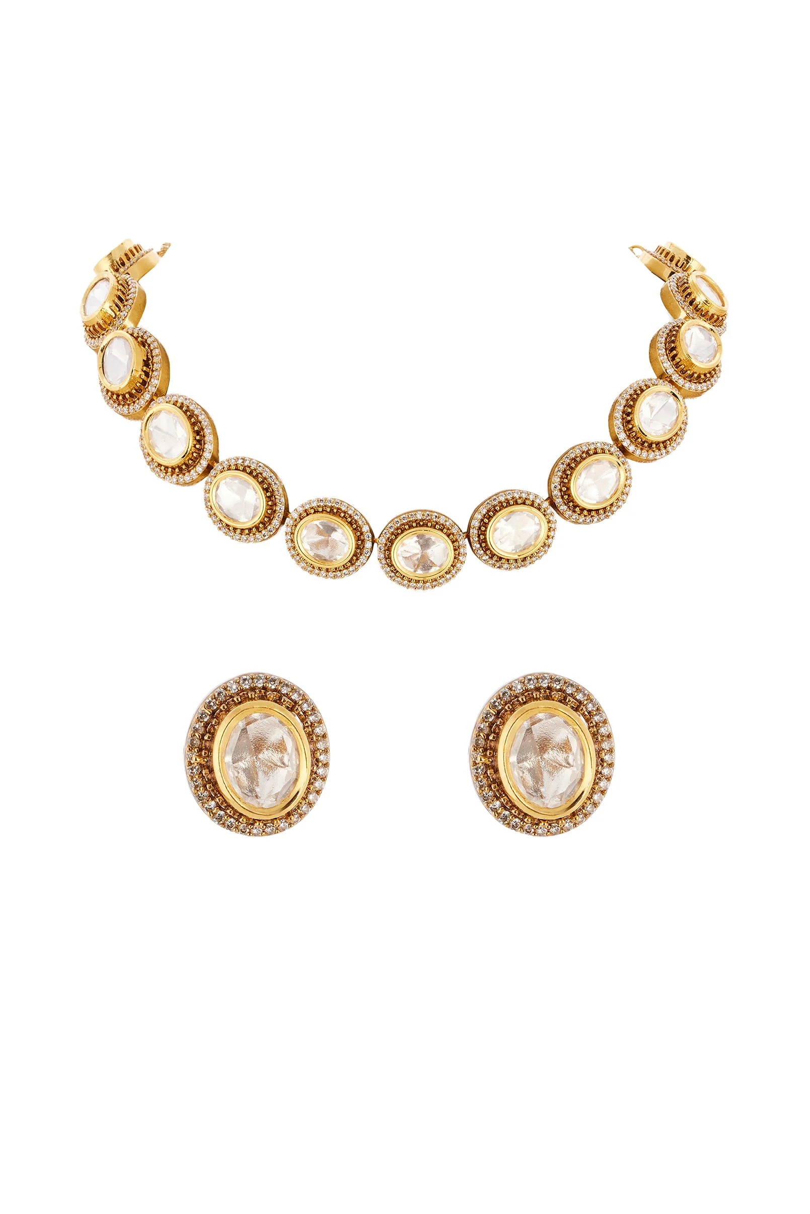 959-gold-finish-necklace-set-in-polki-crafted-with-traditional-kundan-jadau-artistry-2.webp Gold Finish Necklace Set in Polki Crafted with Traditional Kundan Jadau Artistry