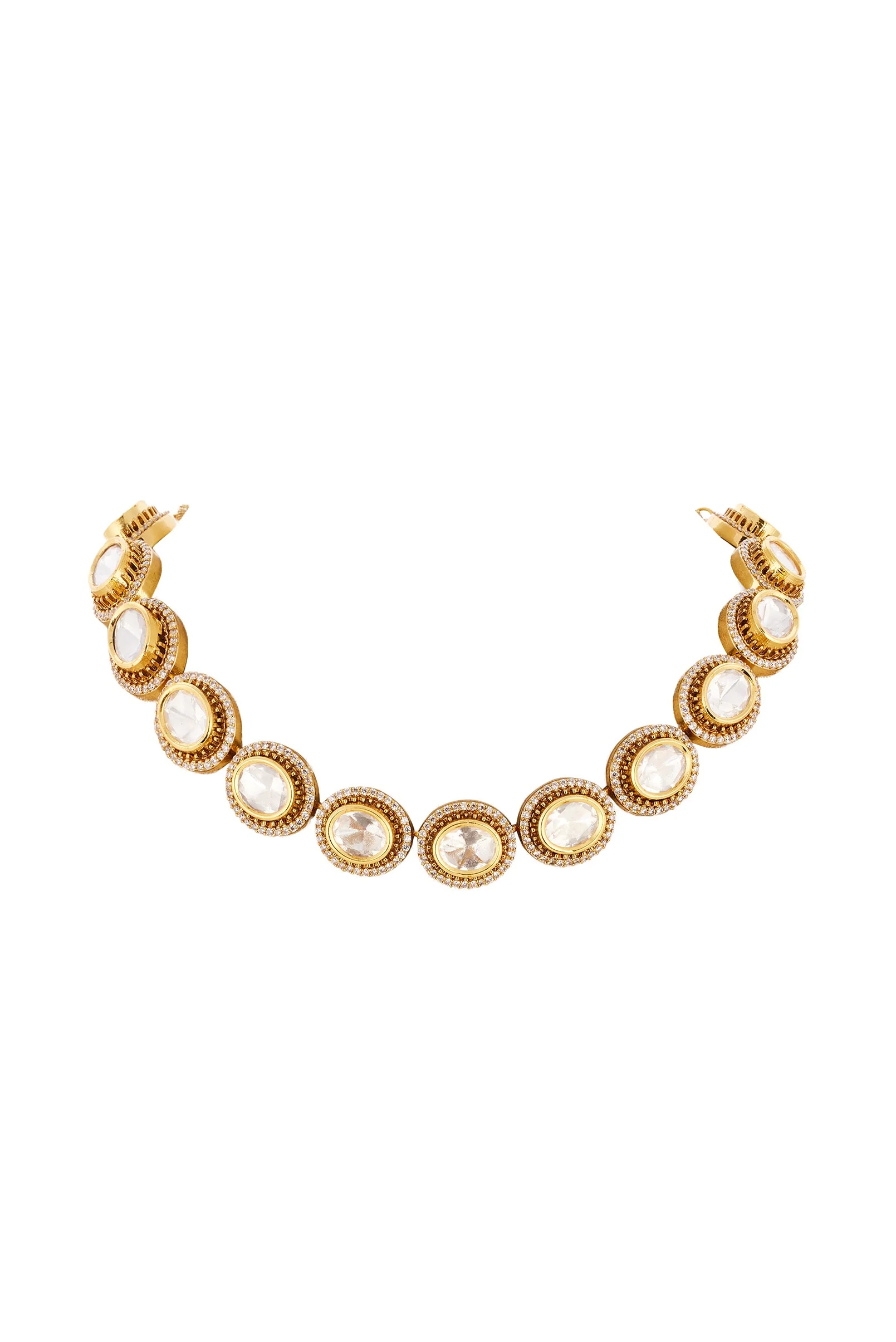 959-gold-finish-necklace-set-in-polki-crafted-with-traditional-kundan-jadau-artistry-3.webp Gold Finish Necklace Set in Polki Crafted with Traditional Kundan Jadau Artistry