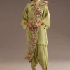 Light Green Zardosi Motif Kurta Dupatta Belt Set