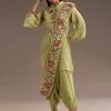 Light Green Zardosi Motif Kurta Dupatta Belt Set