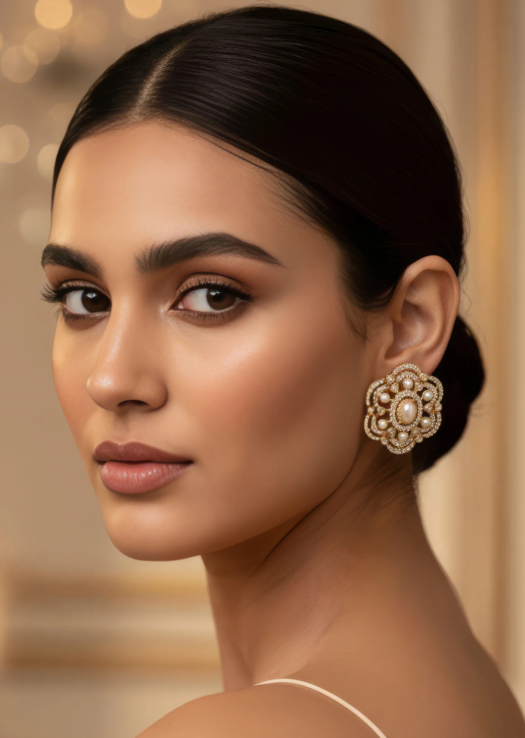 961-gold-white-polki-earrings-with-intricate-detail-1.webp Gold White Polki Earrings With Intricate Detail