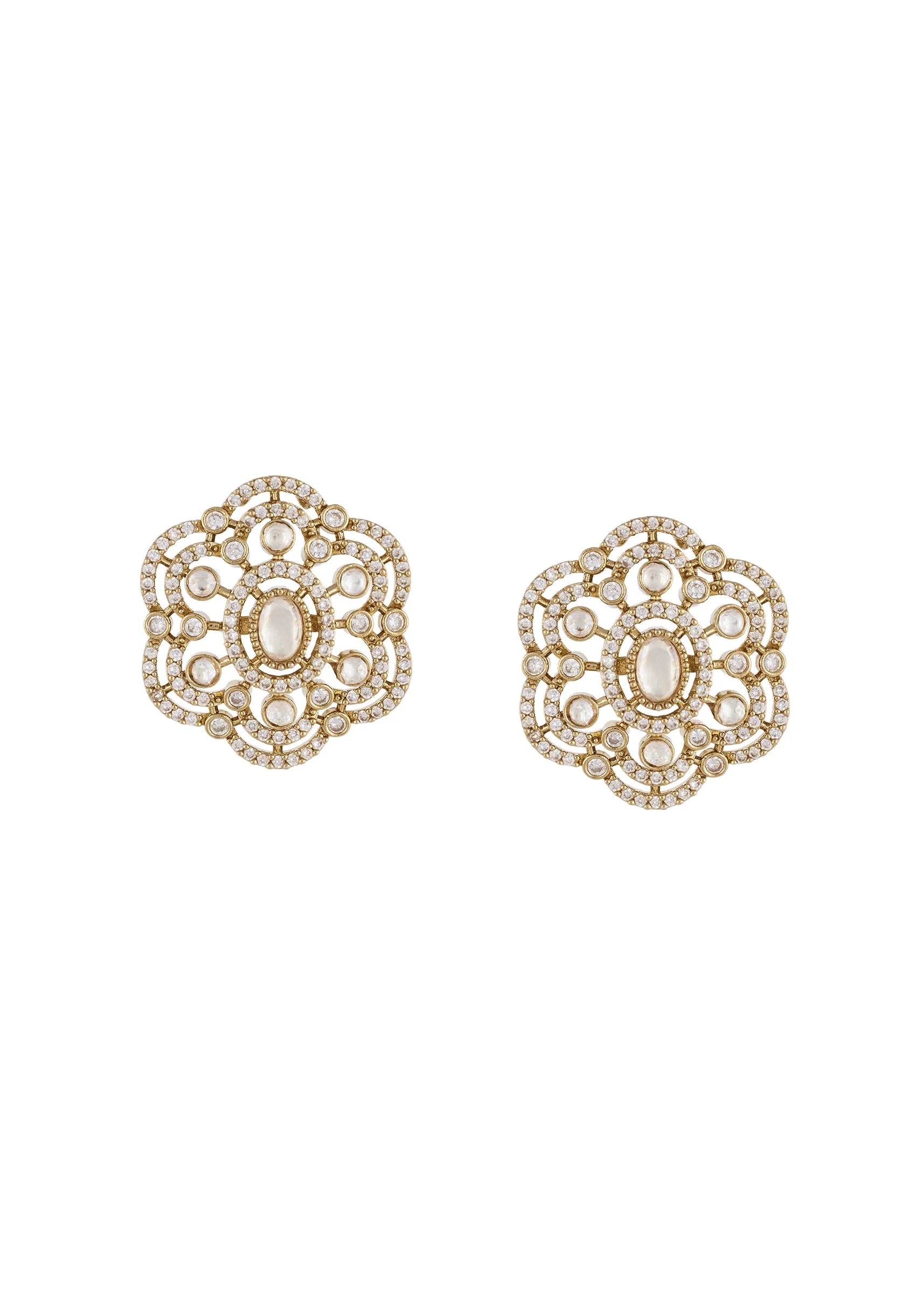961-gold-white-polki-earrings-with-intricate-detail-2.webp Gold White Polki Earrings With Intricate Detail