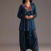 Teal Resham Work Kurti And Bohemian Dhoti