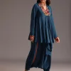 Teal Resham Work Kurti And Bohemian Dhoti