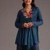 Teal Resham Work Kurti And Bohemian Dhoti