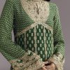 Green Printed Crepe Dhoti Set With Keyhole Neck