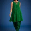 Green Georgette Leheriya Embroidered Dhoti Set