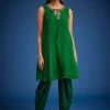 Green Georgette Leheriya Embroidered Dhoti Set