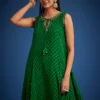 Green Georgette Leheriya Embroidered Dhoti Set