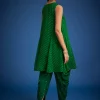 Green Georgette Leheriya Embroidered Dhoti Set