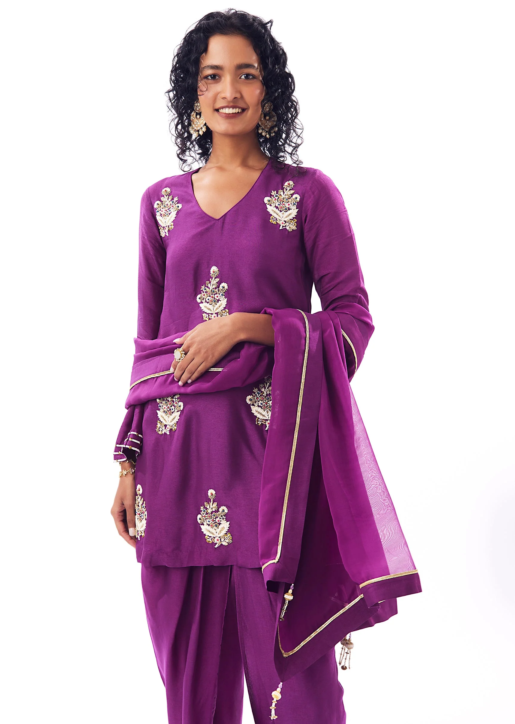 Purple Dhoti Suit