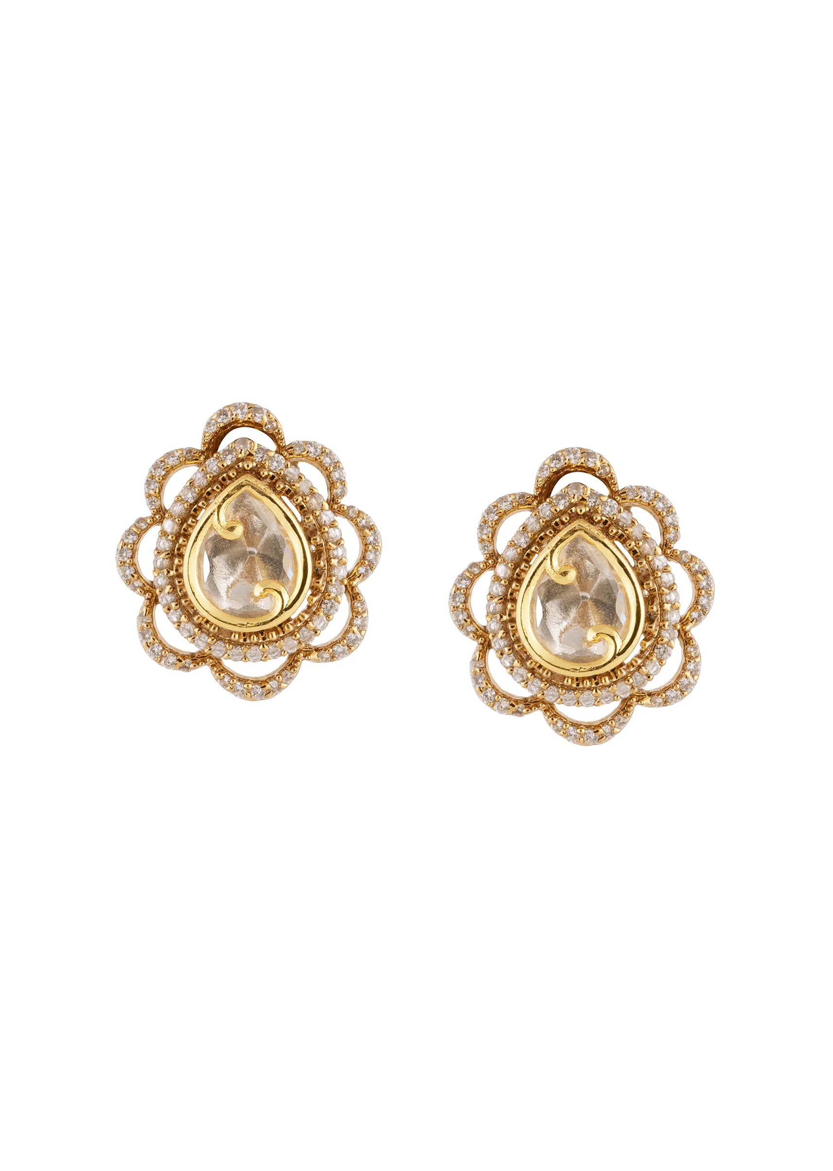 969-gold-white-polki-earrings-with-detail-2.webp Gold White Polki Earrings With Detail