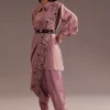 Lavender Zardosi Kurta With Embroidered Dupatta Belt
