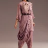 Lavender Zardosi Kurta With Embroidered Dupatta Belt